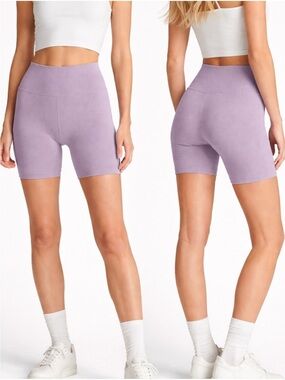 NWT EVERLANE Seamless Bike Shorts Light Purple 8"
